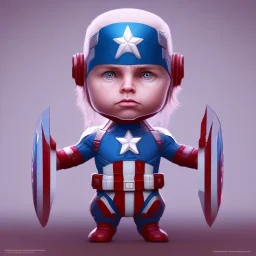 tiny cute {captain america} toy, standing character, soft smooth lighting, soft pastel colors, skottie young, 3d blender render, polycount, modular constructivism, pop surrealism, physically based rendering, square image