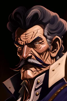 A portrait of Don Krieg, from One Piece anime, Caravaggio style