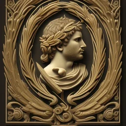 letter m , laurel wreath, roman art