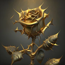 A golden rose with jagged thorns