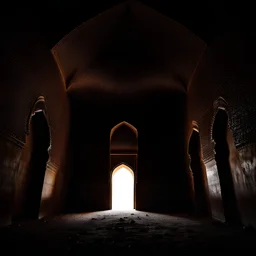 dark room inside Omani castle with out exit and windows , Mystical Wise