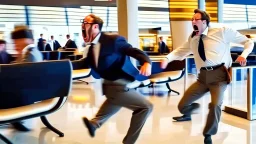 security kicking man having a tantrum out of airport lounge