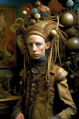 photo by tim walker : loan-blend human-alien biomorphic-animals squid indefinite head extreme wide shot head to toe portrait of weird krofft pufnstuff puppet voodoo cutie doll made of straw human nervous systems, renaissance faire alex grey hyper detailed michael cheval with a playful expression made out of mechanical parts and robot arms; cyborg details, unusual and obscure photograph by františek vobecký of a surreal scene of ghastly men, pop art, clive barker style, 300mm f/.8, raw cinematic