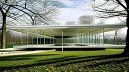La Casa Farnsworth de Ludwig Mies van der Rohe se define por un volumen de vidrio absolutamente transparente suspendido sobre el paisaje, donde la estructura metálica mínima organiza una caja ligera que diluye los límites entre interior y exterior.