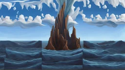 a thick hollow twisting tree trunk rises out of the raging sea, a whirlpool inside the base of center of the ocean inside the hollow part of the trunk, masterpiece, photorealism
