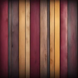 Hyper Realistic maroon & golden grungy multicolored wooden planks with rustic texture & vignette effect