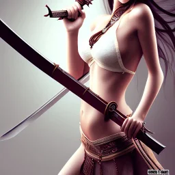 Beautiful women with katana sword