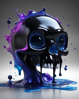pixar 3d animation style, ((liquid memelting skull)), fluid form, ink drizzle, adorable and cute, photorealistic cg, 3D concept art, bright, fantastical black colour background, playful, soft smooth lighting, white cartoon eyes, highly detailed, stylised and expressive, sharp, wildly imaginative, skottie young, bold, colourful, neon graffiti, dark pop surrealism, rainbow coloured sprinkles, rainbow coloured pop candy, chocolate toppings, smooth texture, cgsociety, Maya render