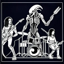 Lt. Ripley and the Xenomorphs performing as a rock band