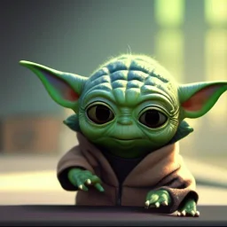 Chibi yoda, pixar 2022, modern Disney style, octane render