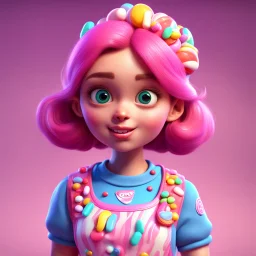 candy girl teenager, stylized 3d. pixar
