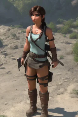 lara croft, wearing tactic clothes, 8k resolution, realistic, unreal engine, cinematic lighting, octane render.