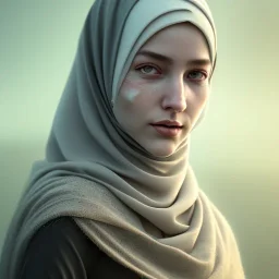 close up portrait of fog as woman in hijab, fine detail, highly intricate, modern surrealism painting, defined cracks and breaks, high-quality, volumetric lighting, 8k, ultrahd, George Grie, Marco Escobedo, Igor Morski,Brian Froud, Howard Lyon, Selina French,