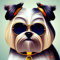 Shih Tzu dog with sunglasses studio background