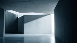 35mm film photography, 3d rendering of futuristic abstract concrete architecture space with intricate geometric shapes and patterns, vibrant colors reflecting off surfaces, dynamic shadows created by overhead lighting, ultra realistic textures on walls, sharp focus on structural details, high-quality resolution, masterpiece of modern design, high detail, scandinavian vibe, diffused pale light