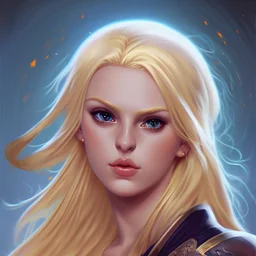 Portrait of beautiful blonde woman with a sword