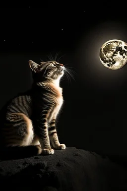 a cat howling at the moon