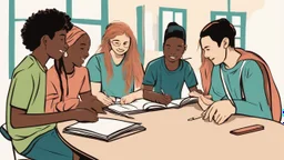 The representative image for this article depicts a group of students from diverse cultures and backgrounds interacting with each other in an open and stimulating educational environment. The students exchange ideas and experiences, engaging in what appears to be a lively cultural discussion. The image reflects positive social interaction and cultural learning in a diverse educational community, demonstrating an ongoing effort to understand and respect different cultures.