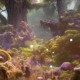 bioluminescent herbivore alien animals on a scifi landscape, bioluminsescent plants, bioluminescent flovers, 8k resolution, dynamic lighting, ultra hyperdetailed, Unreal Engine 5, ultra colourful, very small details, realistic.