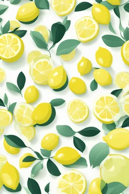 Refreshing summer lemon balloon pattern in a modern and fresh style, solid white background, fresh and lively style.