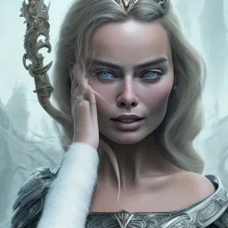 perfect face margot robbie, big boobs long black hair, Unreal Engine 5, highly detailed, highest quality, digital painting, complex 3d render, unreal engine render, insane detail, intricate photograph quality, magnificent, majestic, highly intricate, Realistic photography, grand hall, wicked throne, holding scepter, crown of barbwire, dark color palette, metallic, highly detailed, highest quality, digital painting