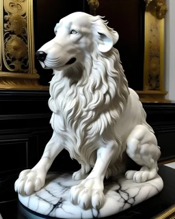 Imágen perro hermoso, impactante, maximalista, escultura en mármol, 8k