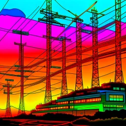 cyberpunk retro futuristic for comics really tall from far away