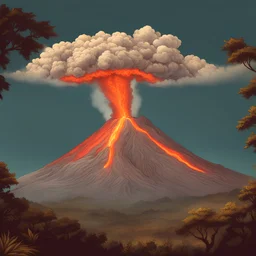 Volcano in the process of erupting -- AR 1:1