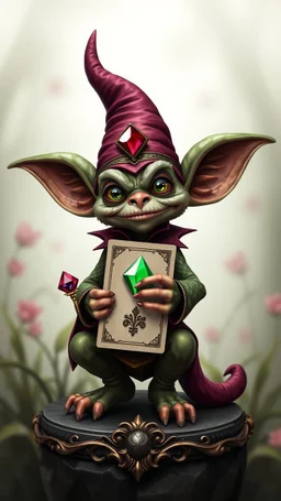 gnome gremlin with gem joker card with ornate frame