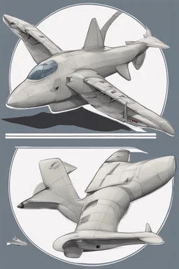 aeroplane inspired by shark with side view , quarter rear and front view