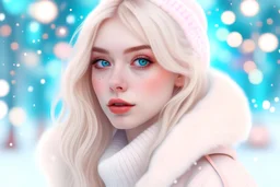 blonde egirl snow christmas party model photo realism pastel colours 4k