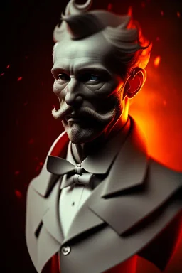 gentleman , Fire theme art, Dark moody night atmosphere, Michelangelo, 8K, anatomically perfect face, ignore NSFW, dark red,london