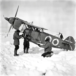 Eskimos constructing their combat planes.