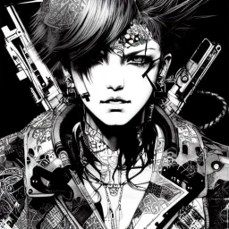 beautiful punk girl, hyper detailed, hyperdetailed, intricately detailed, illustration by <Yoji Shinkawa>,