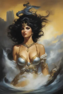an extremely graphic depiction of Cassandra, oil painting by Boris Vallejo