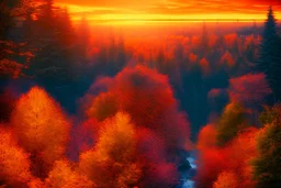 Amazing sunset with epic autumn landscape, ultra hd 4k, photography, hyperrealistic