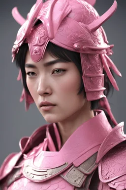 3d render, a women wearing pink samurai armours, close-up shot --ar 9:16 --ar style raw