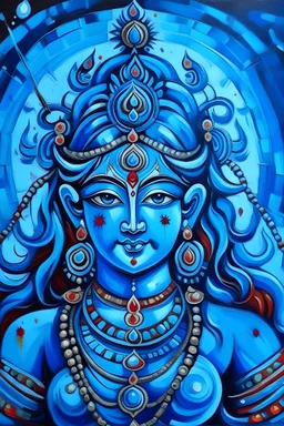 Goddess Durga painting blue