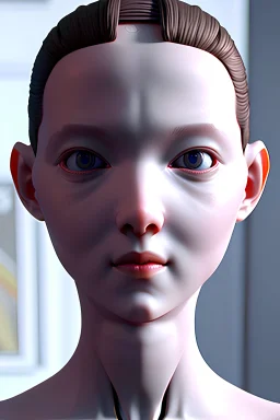 A realistic 3D ai robot with human face in a realistic future background