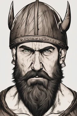 make an image of a ugly bald viking with black beard