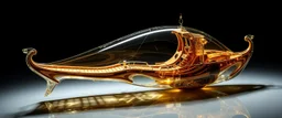 benign transparent superwood alien mega scifi boat with superwood draw bridge