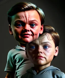 Leonardo di caprio toddler, full body, car, dramatic lighting, hyper realistic