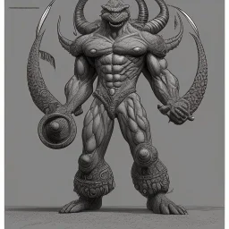 ork dragon humanoid bodybuilder, wingless, tailless by phil noto moebius Jean Giraud dnd