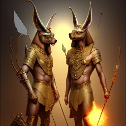 A magic door opening to one Anubis with Arrow, high quality, high details , hd, hyper realistic, magic style ,