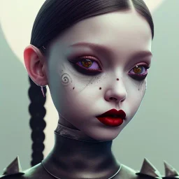 Jenna ortega as Wednesday addams,Short-Sleeve Peter Pan Collar Dress,vampy lipstick, hyper detail, octane render, unreal engine 5, photorealistic, 8k resulation