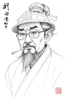 The Creator in the style of Zeng Fanzhi pencil sketch