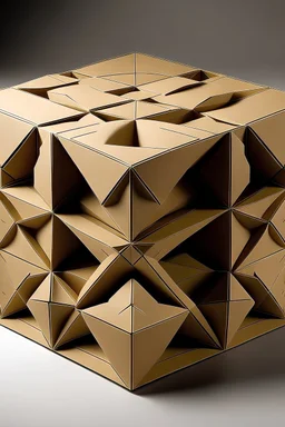 Show the concept of greed as a geometric volume made of cardboard