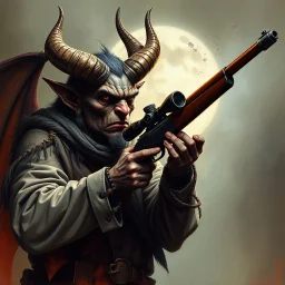 Western devil with a scoped rifle fantasy art