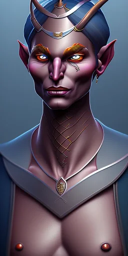 portrait of the body of a tiefling in d&d style