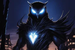 Symbiote in 8k solo leveling shadow drawing, barn,owl blue lights, sky , intricate details, highly detailed, high details, detailed portrait, masterpiece,ultra detailed, ultra quality